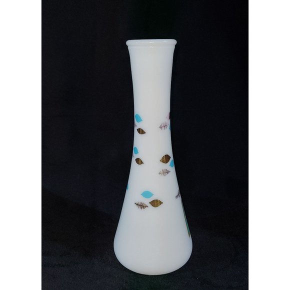 Accents Vtg Midcentury Milk Glass Vase Teal Gold Poshmark